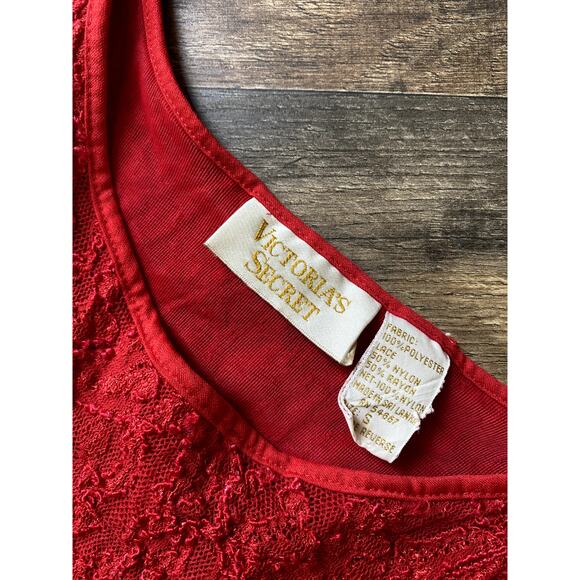 Vintage Gold Label Victoria's Secret Red Babydoll Slip Dress - Small - Picture 2 of 11